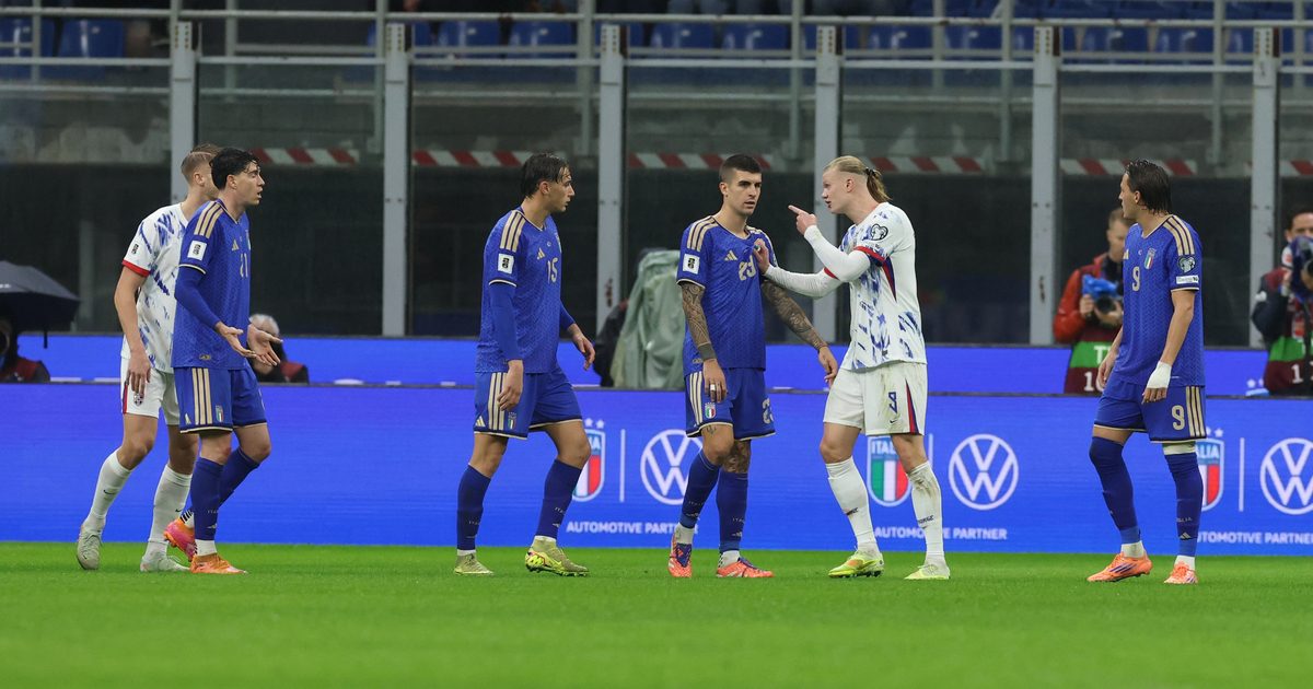 Haaland e Mancini in Italia-Norvegia