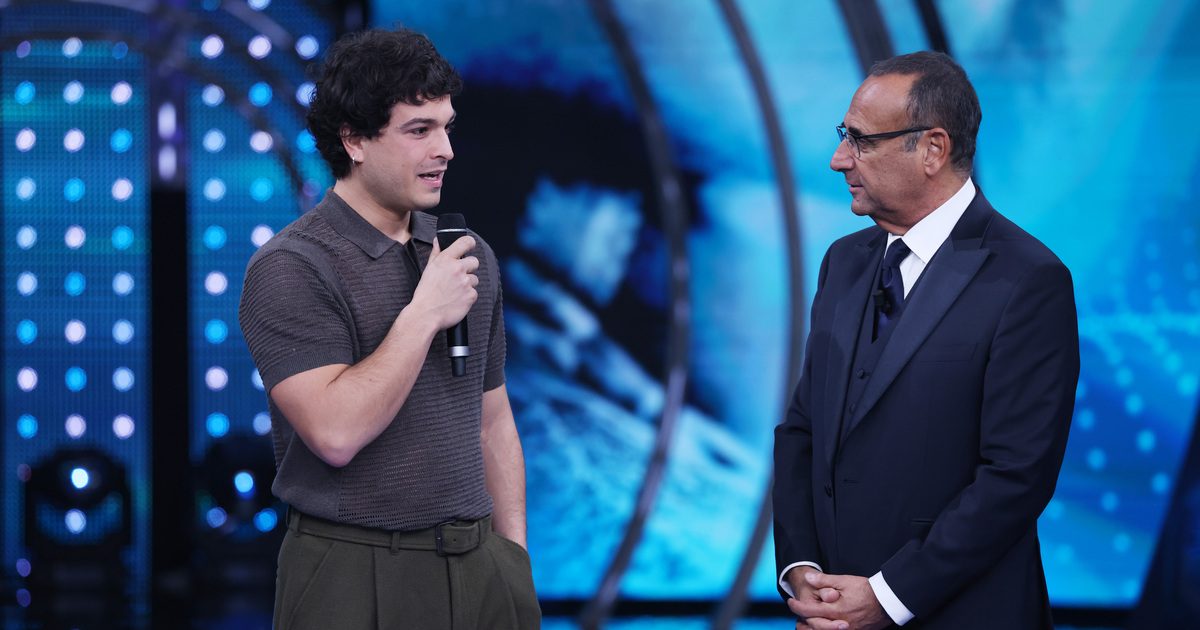 Leo Gassmann e Carlo Conti (Photo by Stefania D'Alessandro/Getty Images)